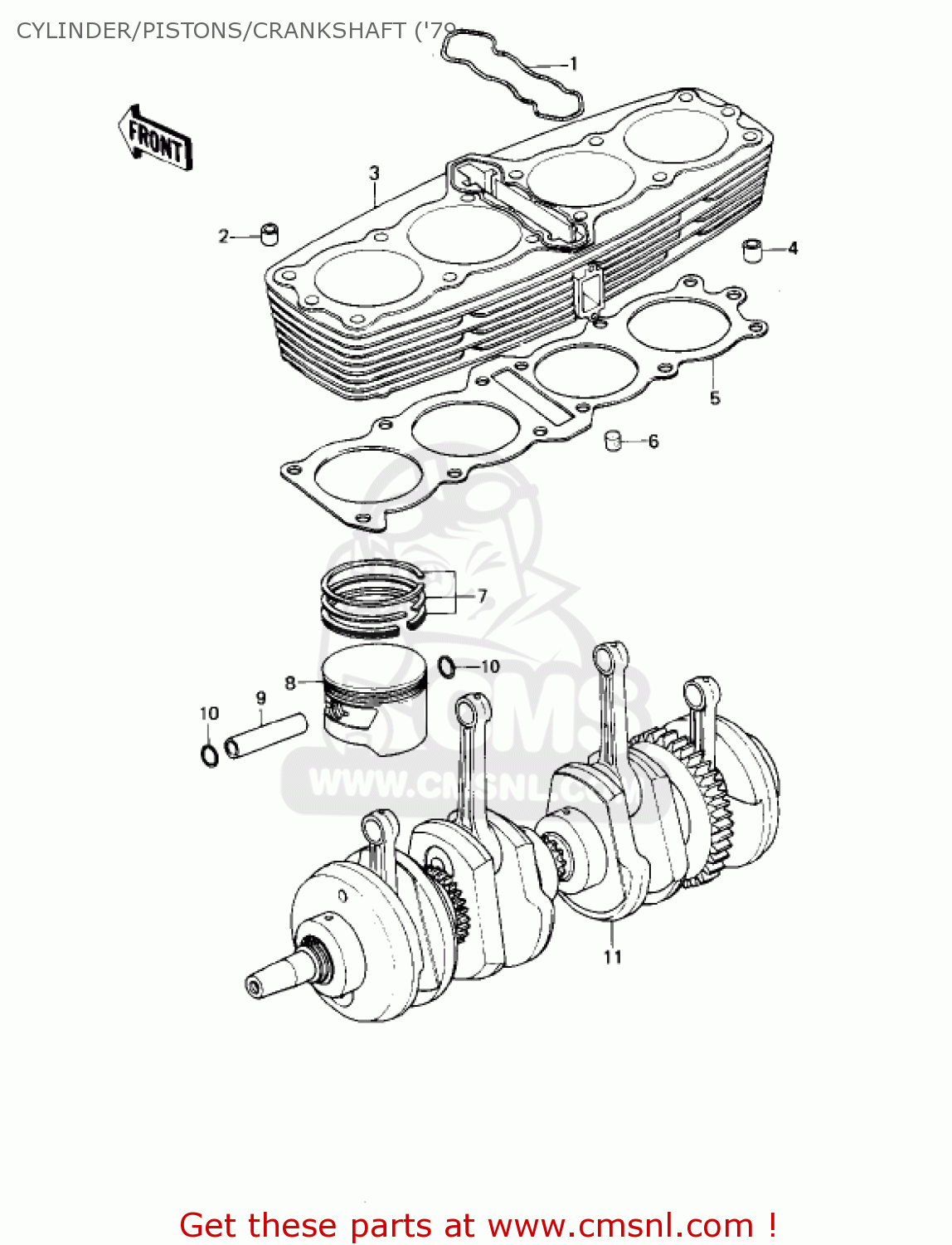 CYLINDER/PISTONS/CRANKSHAFT ('79 KZ1000B4 LTD 1980 USA CANADA