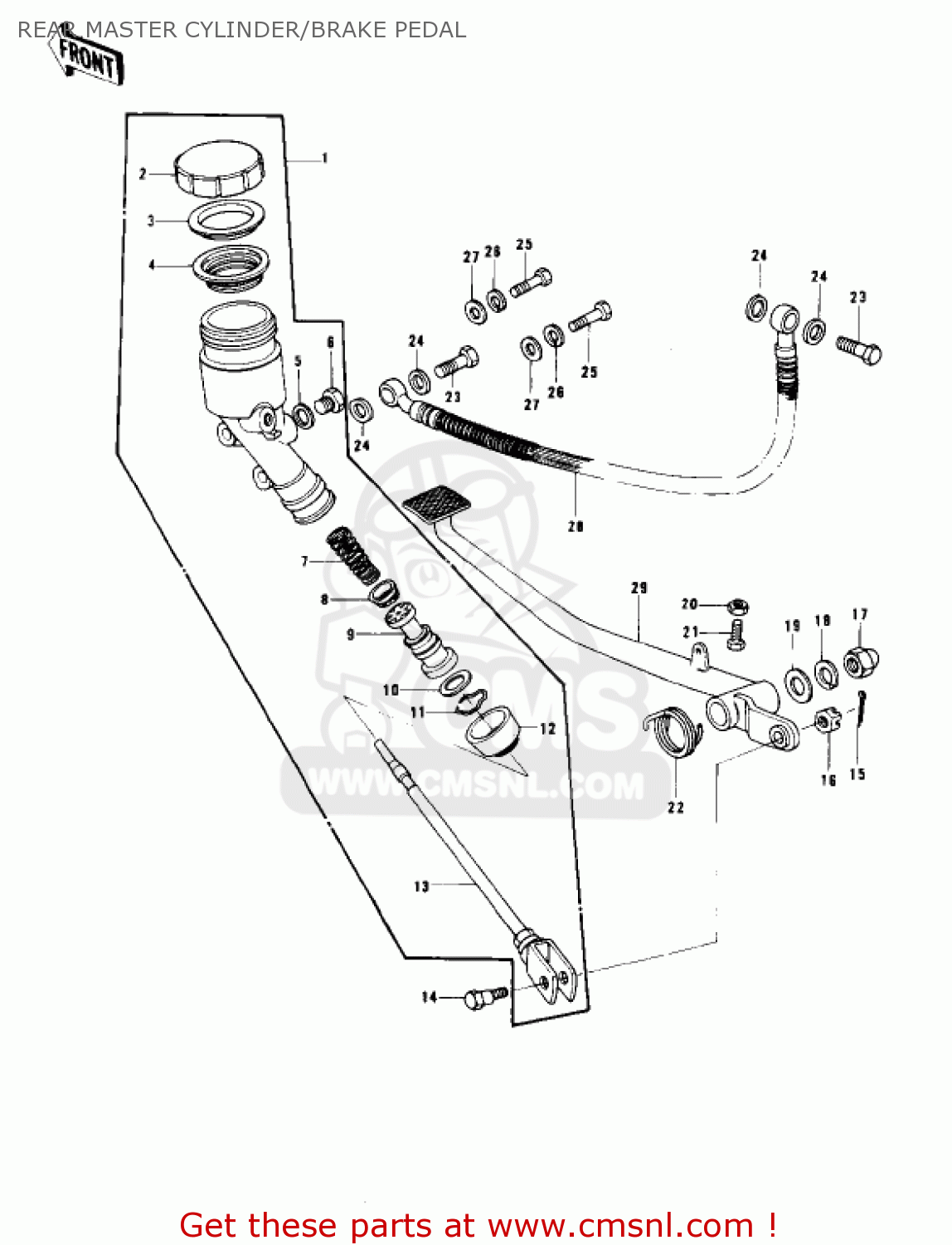 REAR MASTER CYLINDER/BRAKE PEDAL KZ1000B4 LTD 1980 USA CANADA