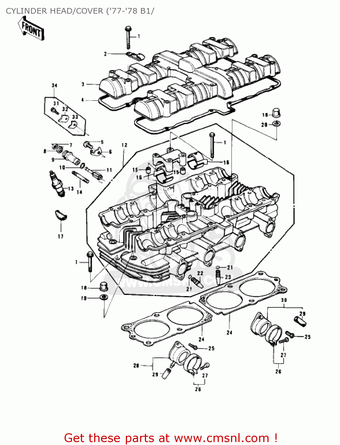 CYLINDER HEAD/COVER ('77-'78 B1/ KZ1000B4 LTD 1980 USA CANADA
