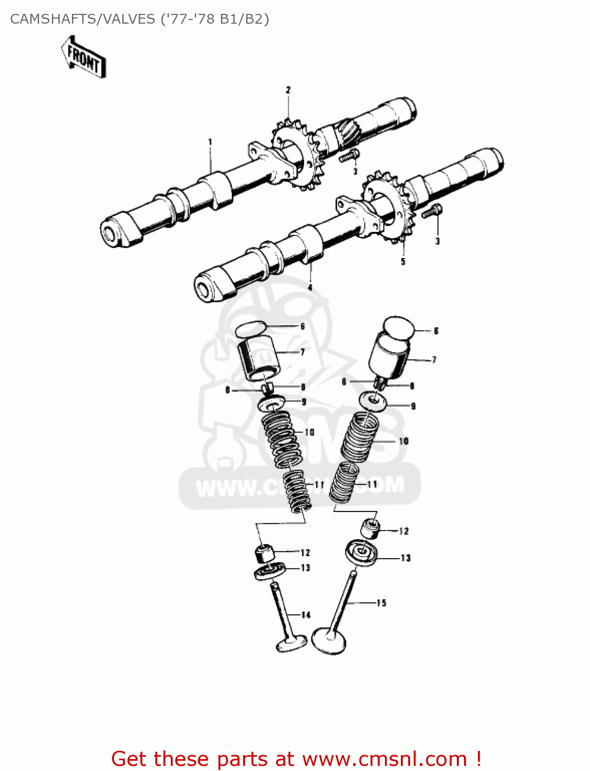 CAMSHAFTS/VALVES ('77-'78 B1/B2) KZ1000B4 LTD 1980 USA CANADA