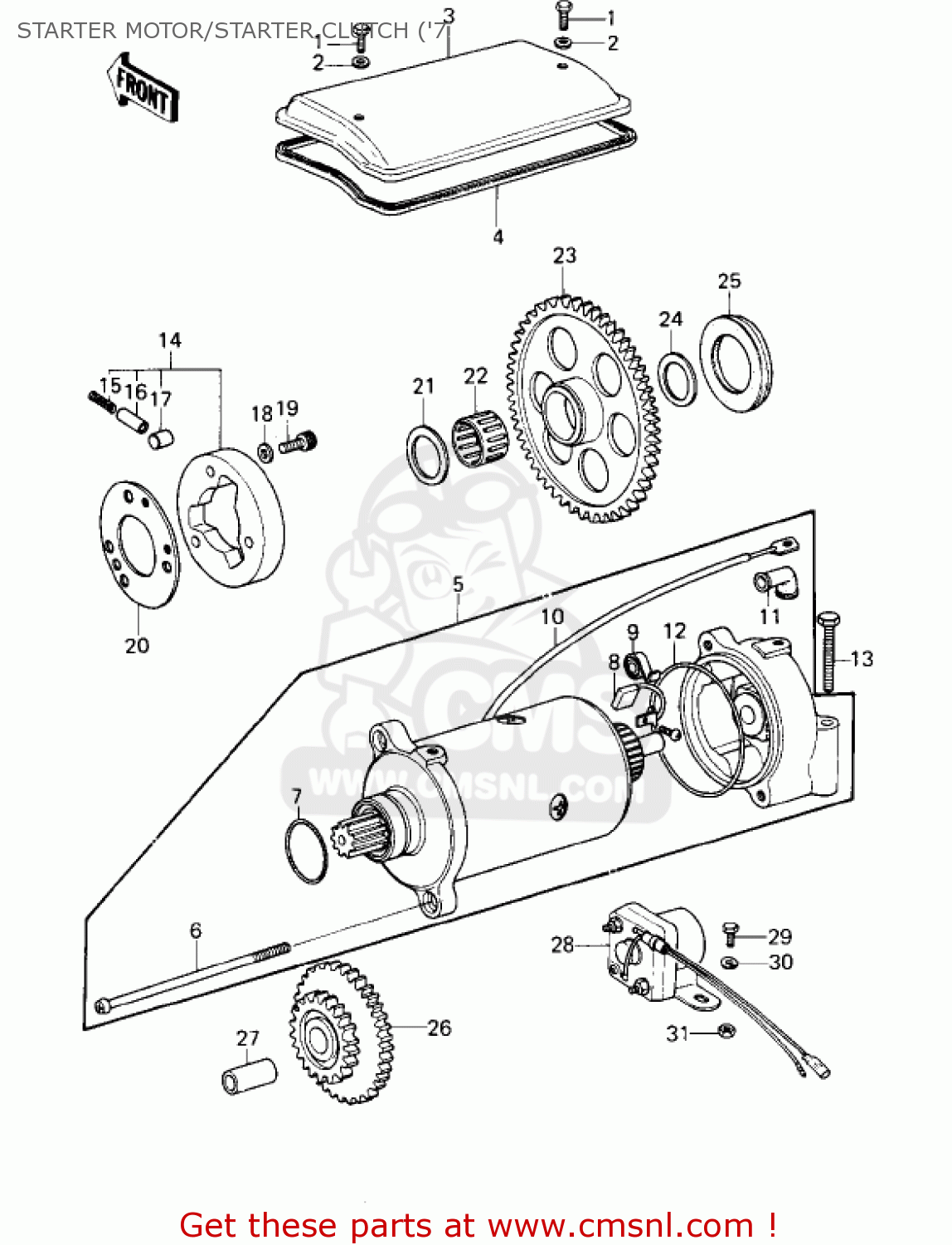 STARTER MOTOR/STARTER CLUTCH ('7 KZ1000B4 LTD 1980 USA CANADA
