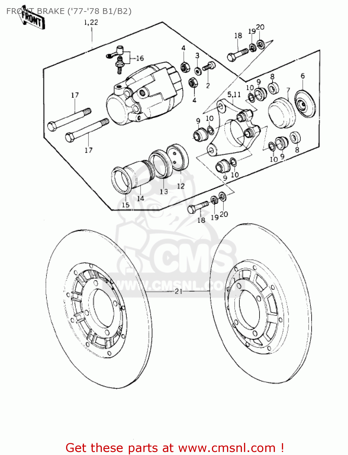 FRONT BRAKE ('77-'78 B1/B2) KZ1000B4 LTD 1980 USA CANADA