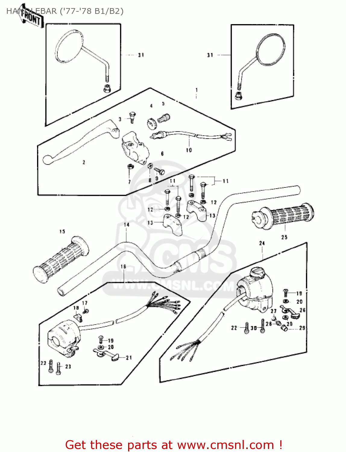 HANDLEBAR ('77-'78 B1/B2) KZ1000B4 LTD 1980 USA CANADA
