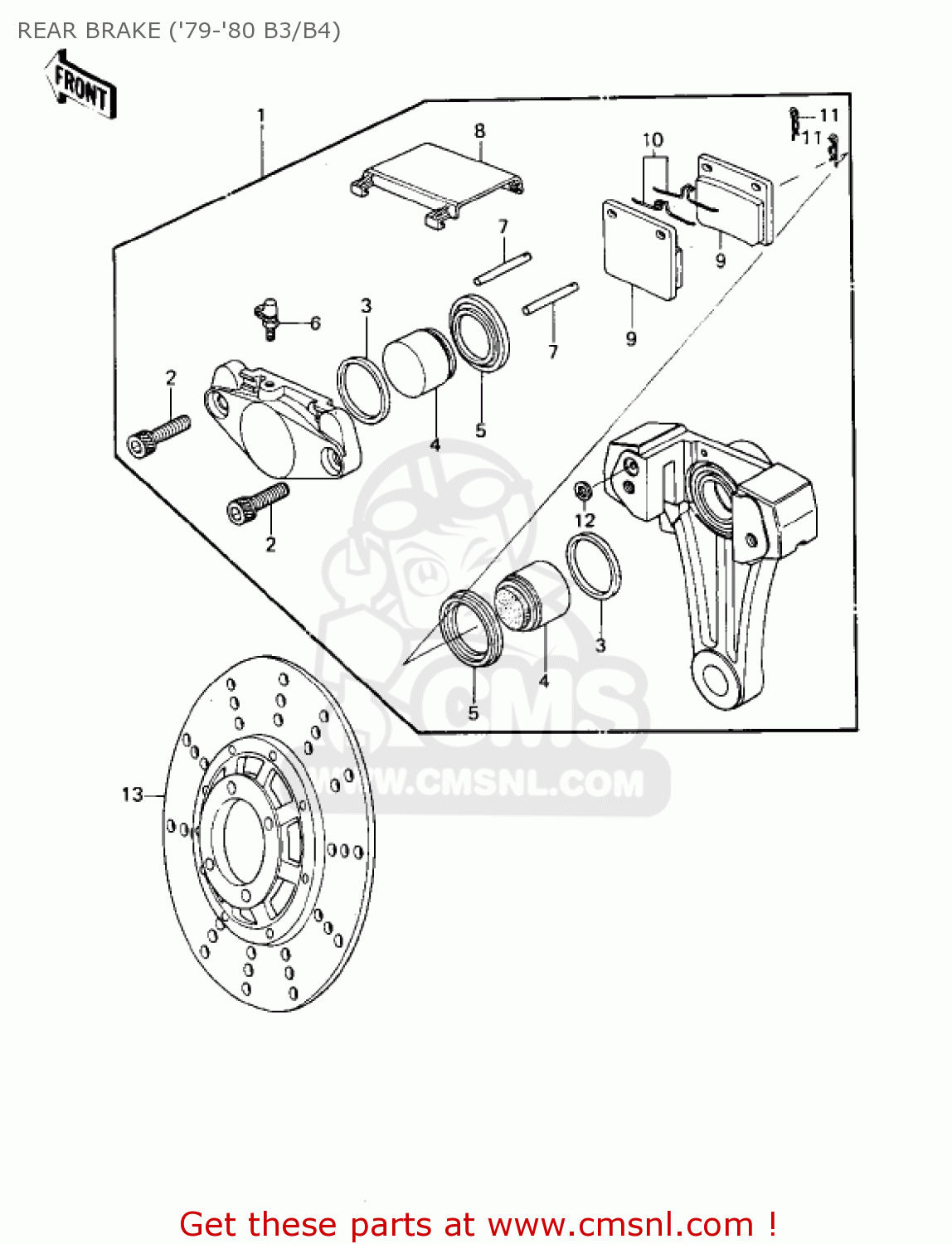 REAR BRAKE ('79-'80 B3/B4) KZ1000B4 LTD 1980 USA CANADA