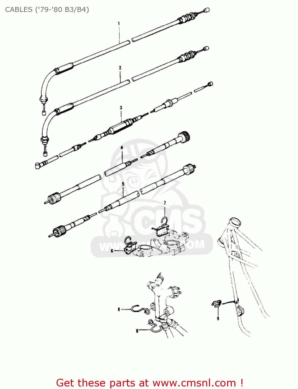 CABLES ('79-'80 B3/B4) KZ1000B4 LTD 1980 USA CANADA