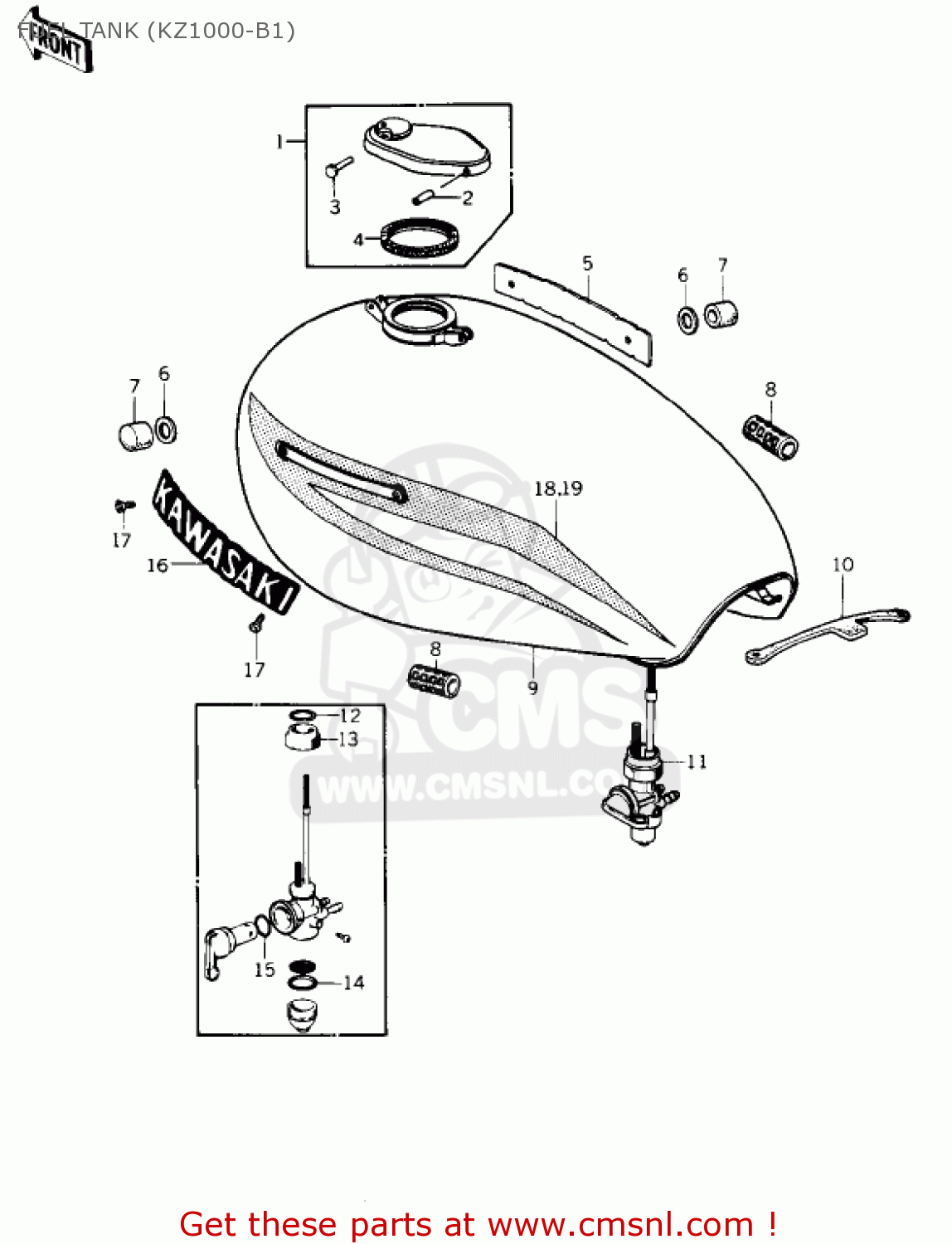 FUEL TANK (KZ1000-B1) KZ1000B4 LTD 1980 USA CANADA