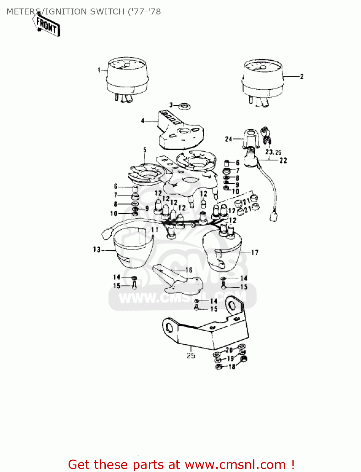 METERS/IGNITION SWITCH ('77-'78 KZ1000B4 LTD 1980 USA CANADA