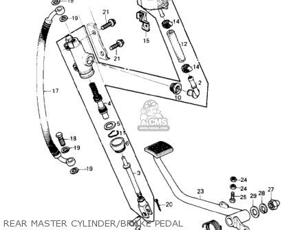 REAR MASTER CYLINDER/BRAKE PEDAL - KZ1000B4 LTD 1980 USA CANADA