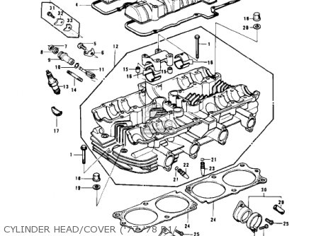 CYLINDER HEAD/COVER ('77-'78 B1/ - KZ1000B4 LTD 1980 USA CANADA