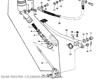REAR MASTER CYLINDER/BRAKE PEDAL - KZ1000B4 LTD 1980 USA CANADA