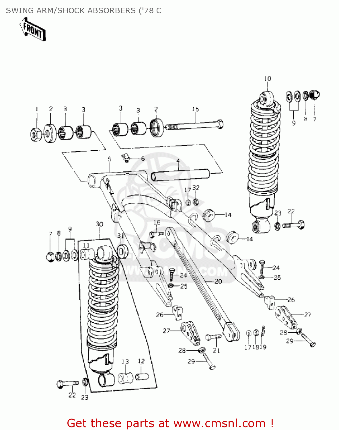 SWING ARM/SHOCK ABSORBERS ('78 C KZ1000C1 POLICE 1000 1978 CANADA