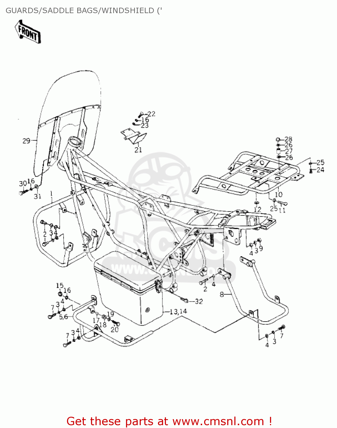 GUARDS/SADDLE BAGS/WINDSHIELD (' KZ1000C1 POLICE 1000 1978 CANADA