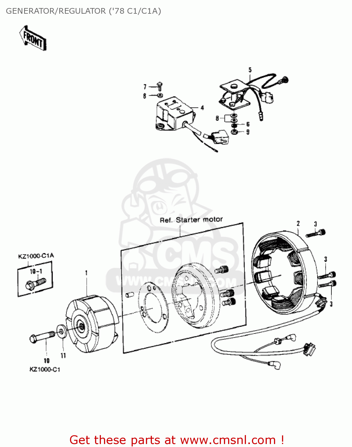 GENERATOR/REGULATOR ('78 C1/C1A) KZ1000C1 POLICE 1000 1978 CANADA