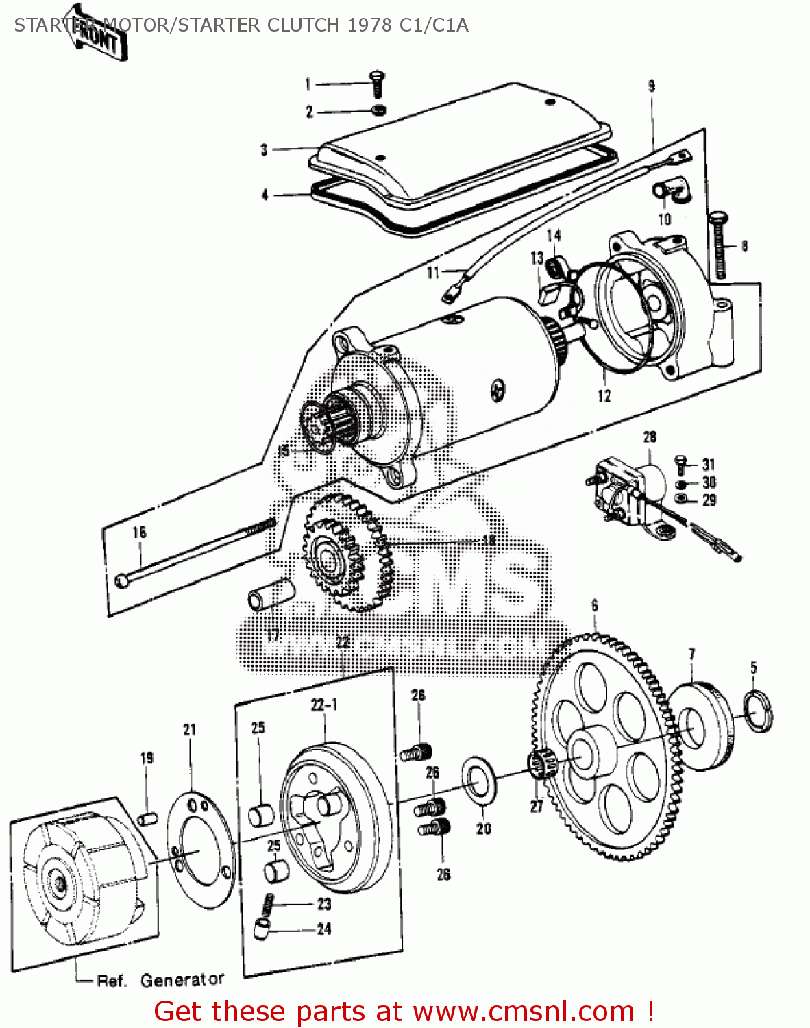 STARTER MOTOR/STARTER CLUTCH 1978 C1/C1A KZ1000C1 POLICE 1000 1978 CANADA