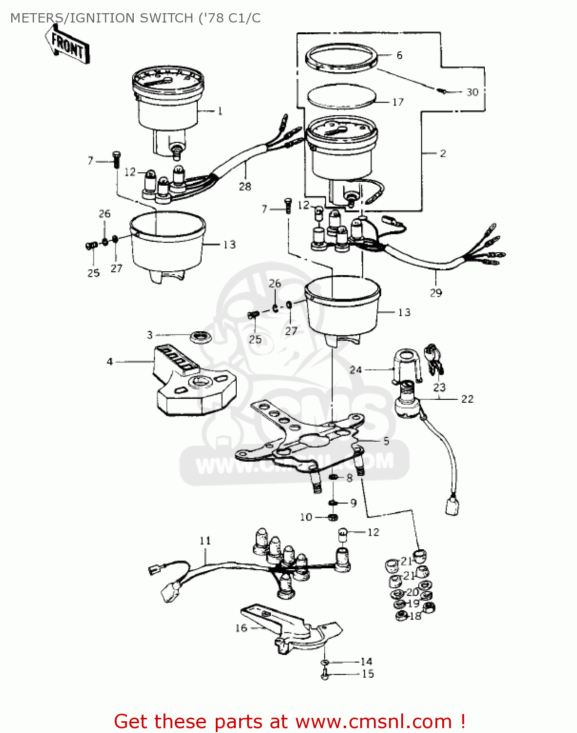 METERS/IGNITION SWITCH ('78 C1/C KZ1000C1 POLICE 1000 1978 CANADA