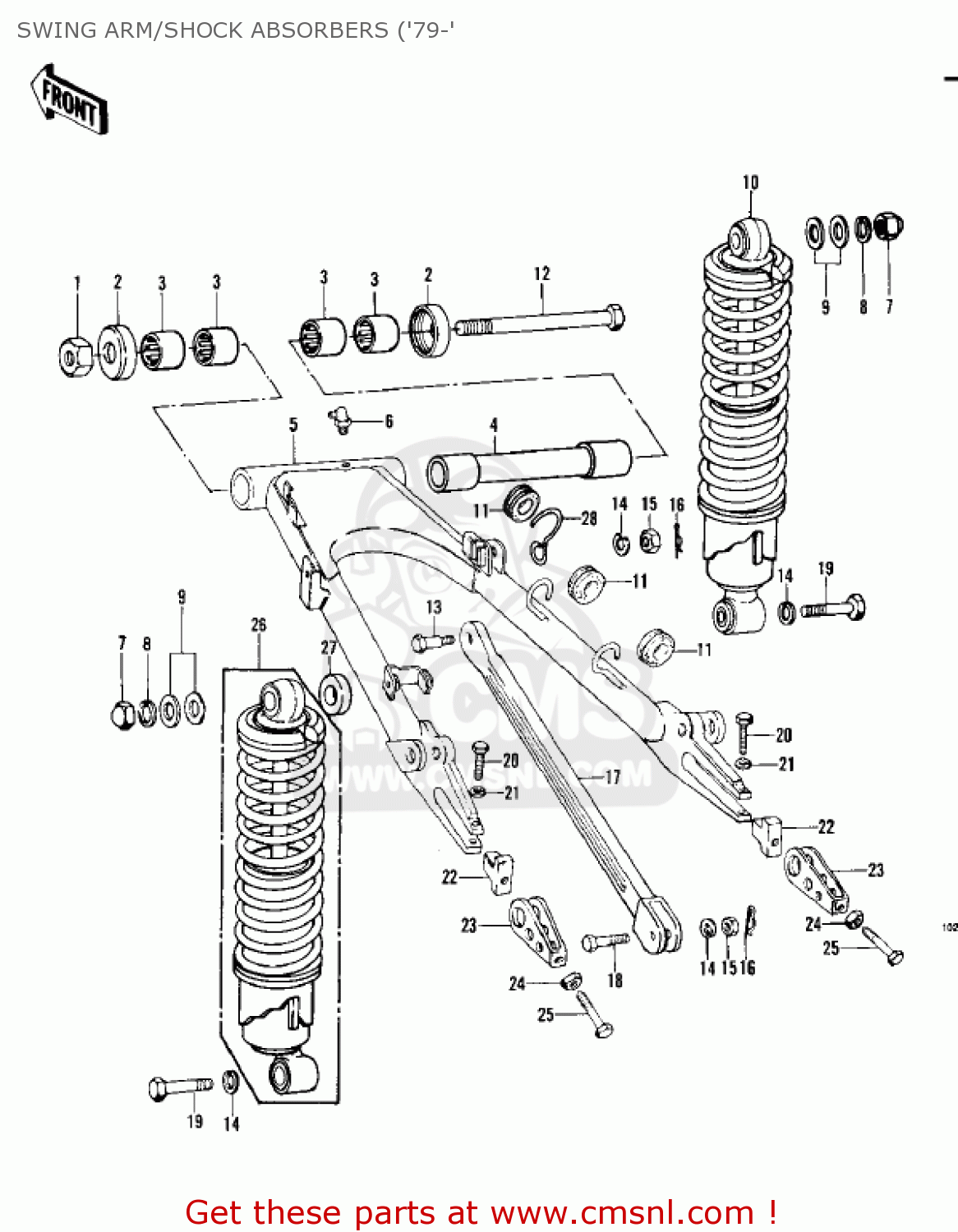 SWING ARM/SHOCK ABSORBERS ('79-' KZ1000C1 POLICE 1000 1978 CANADA