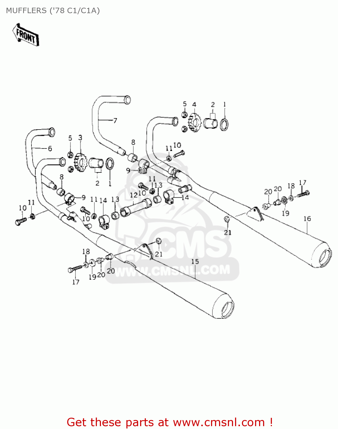 MUFFLERS ('78 C1/C1A) KZ1000C1 POLICE 1000 1978 CANADA