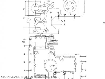 CRANKCASE BOLT & STUD PATTERN (' - KZ1000C1 POLICE 1000 1978 CANADA