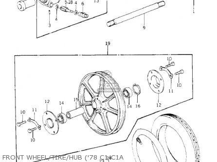 FRONT WHEEL/TIRE/HUB ('78 C1/C1A - KZ1000C1 POLICE 1000 1978 CANADA