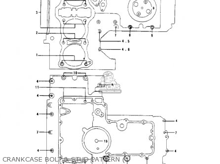 CRANKCASE BOLT & STUD PATTERN (' - KZ1000C1 POLICE 1000 1978 CANADA