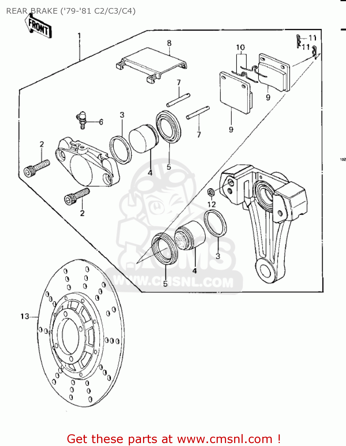 REAR BRAKE ('79-'81 C2/C3/C4) KZ1000C1A POLICE 1000 1978 USA CANADA
