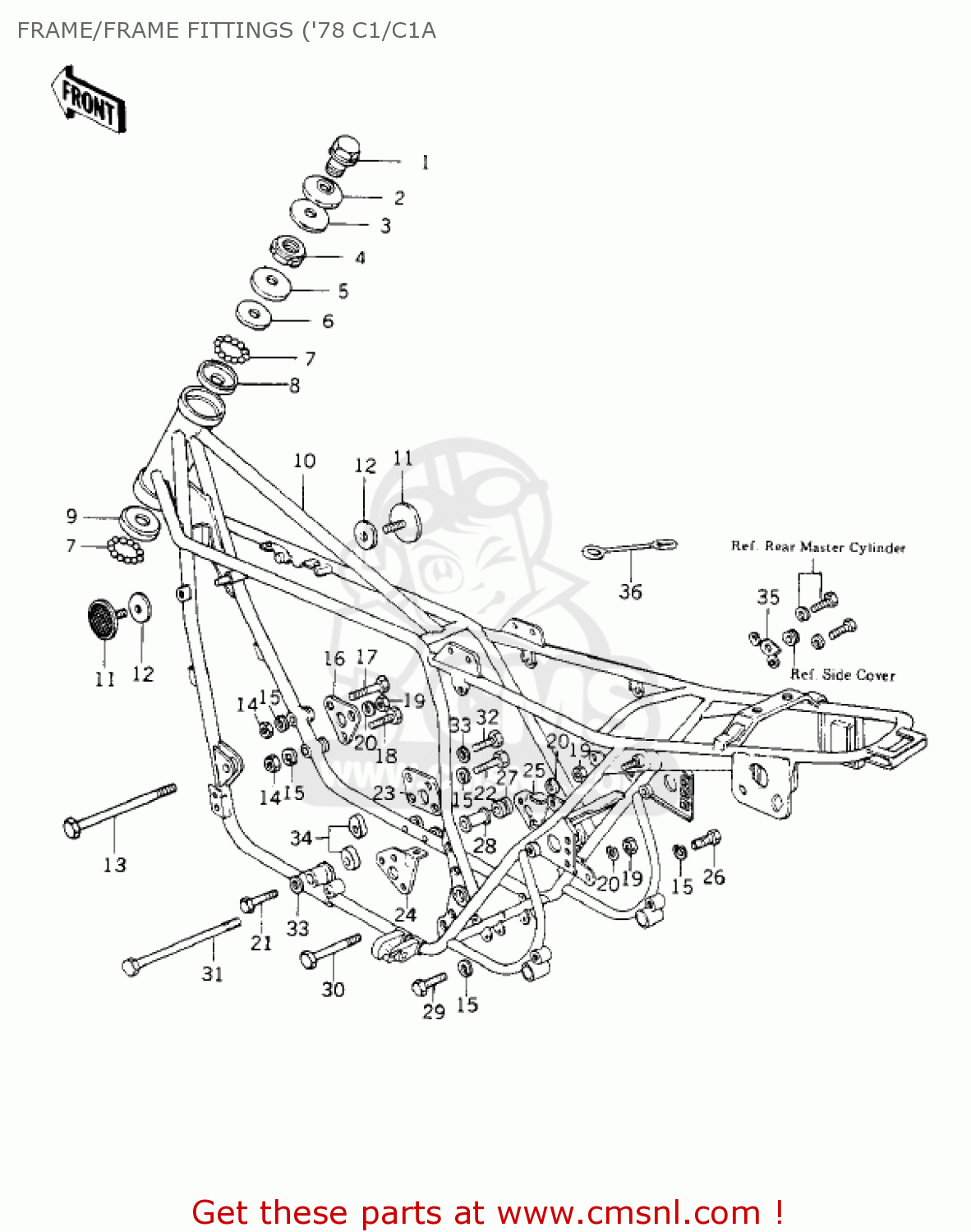 FRAME/FRAME FITTINGS ('78 C1/C1A KZ1000C1A POLICE 1000 1978 USA CANADA