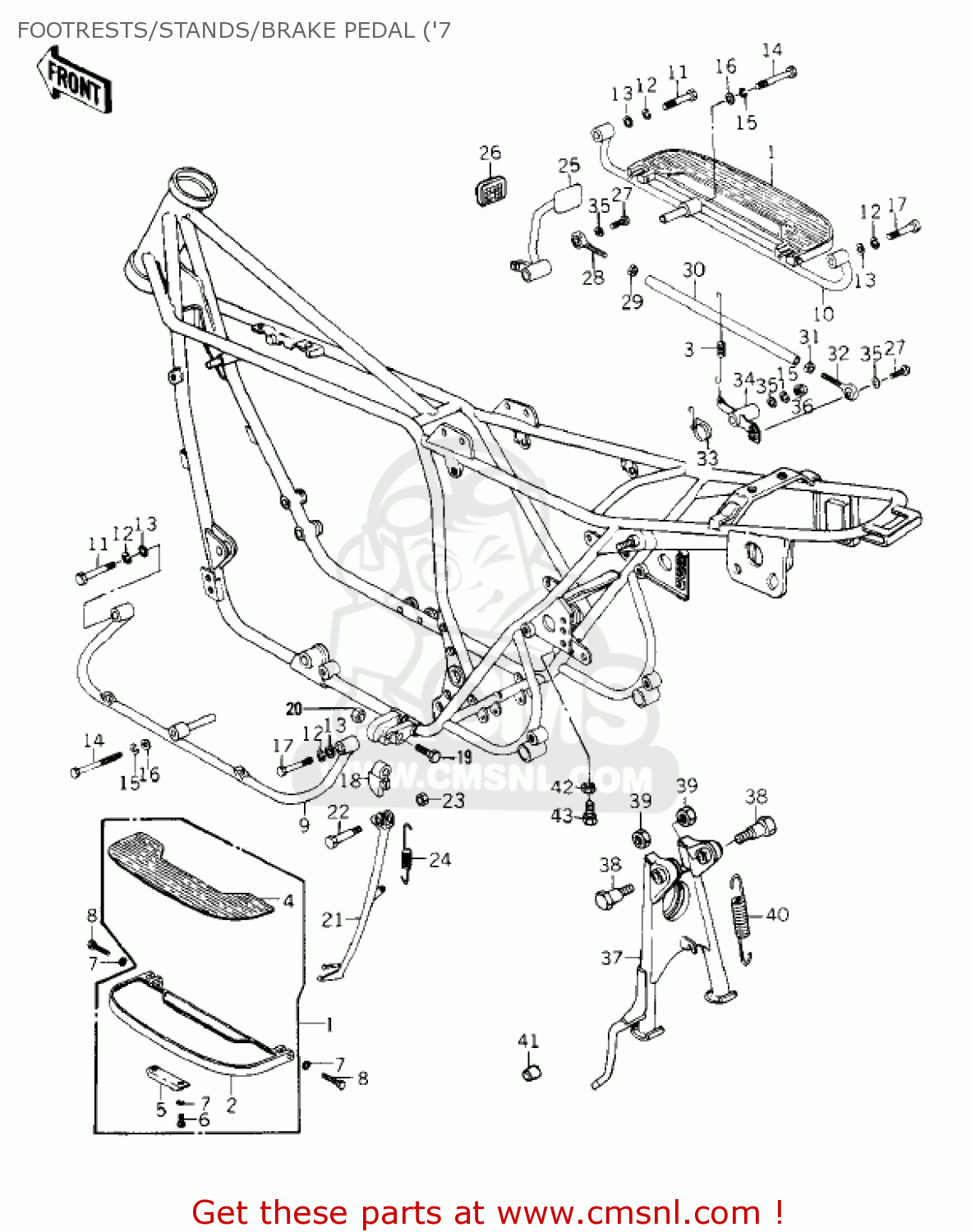 FOOTRESTS/STANDS/BRAKE PEDAL ('7 KZ1000C1A POLICE 1000 1978 USA CANADA