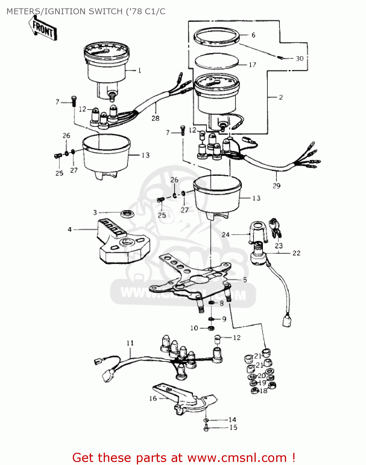 METERS/IGNITION SWITCH ('78 C1/C KZ1000C1A POLICE 1000 1978 USA CANADA