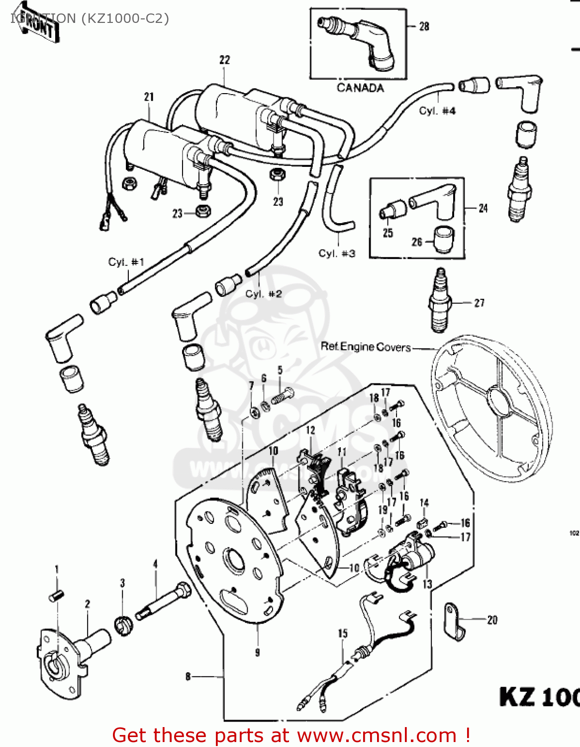 IGNITION (KZ1000-C2) KZ1000C1A POLICE 1000 1978 USA CANADA