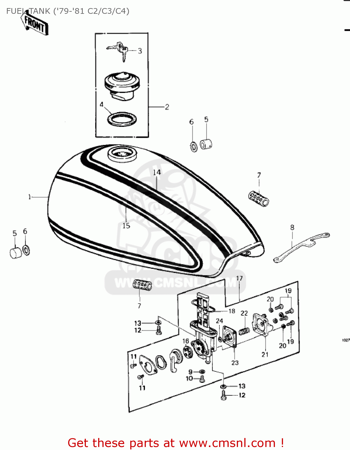 FUEL TANK ('79-'81 C2/C3/C4) KZ1000C1A POLICE 1000 1978 USA CANADA