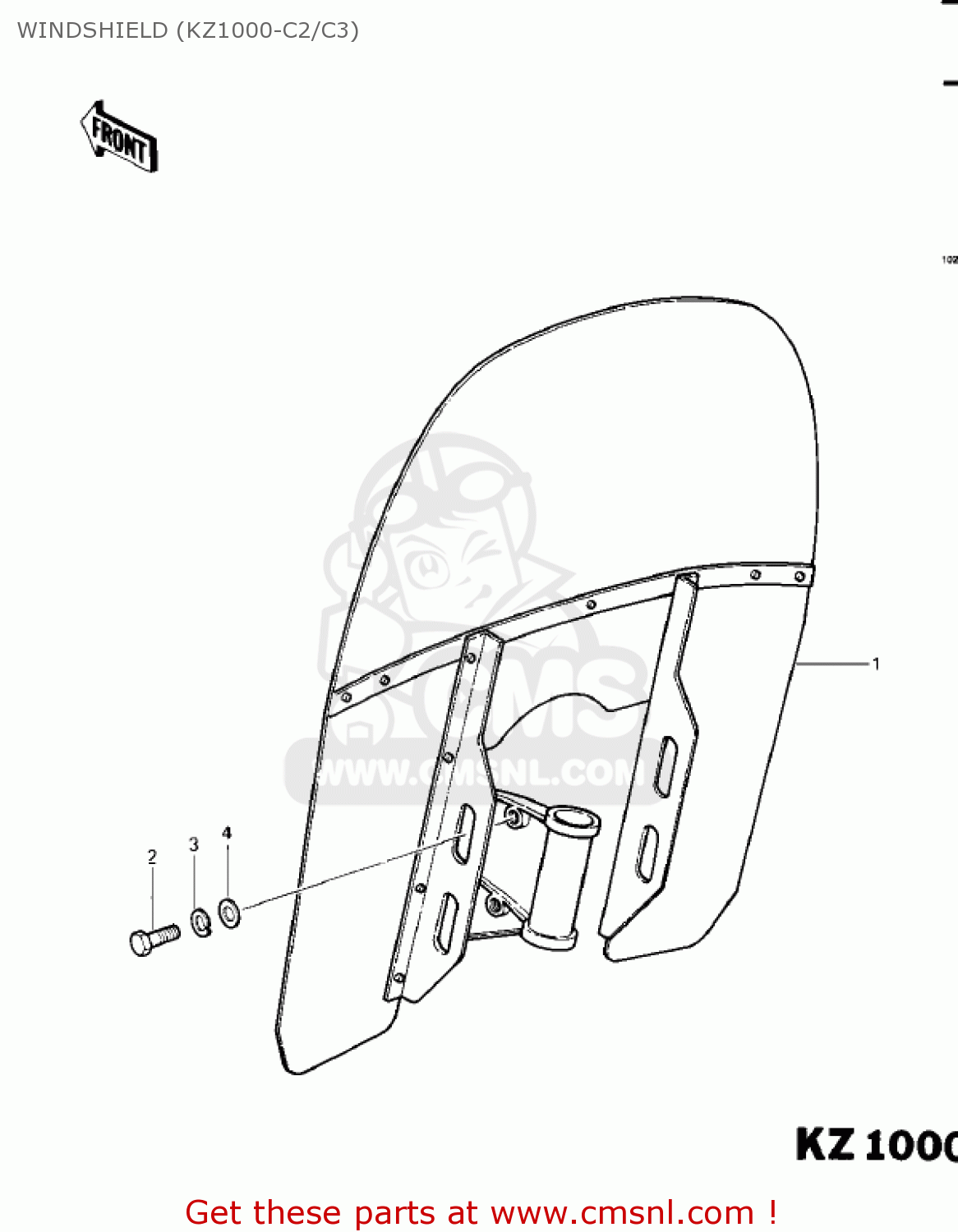 WINDSHIELD (KZ1000-C2/C3) KZ1000C1A POLICE 1000 1978 USA CANADA
