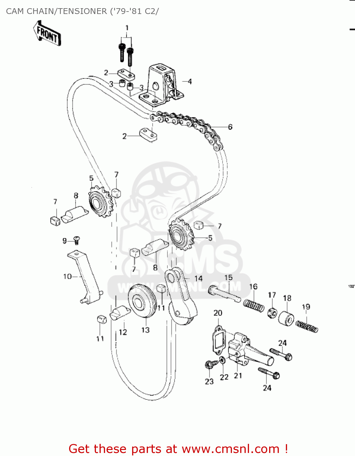 CAM CHAIN/TENSIONER ('79-'81 C2/ KZ1000C1A POLICE 1000 1978 USA CANADA