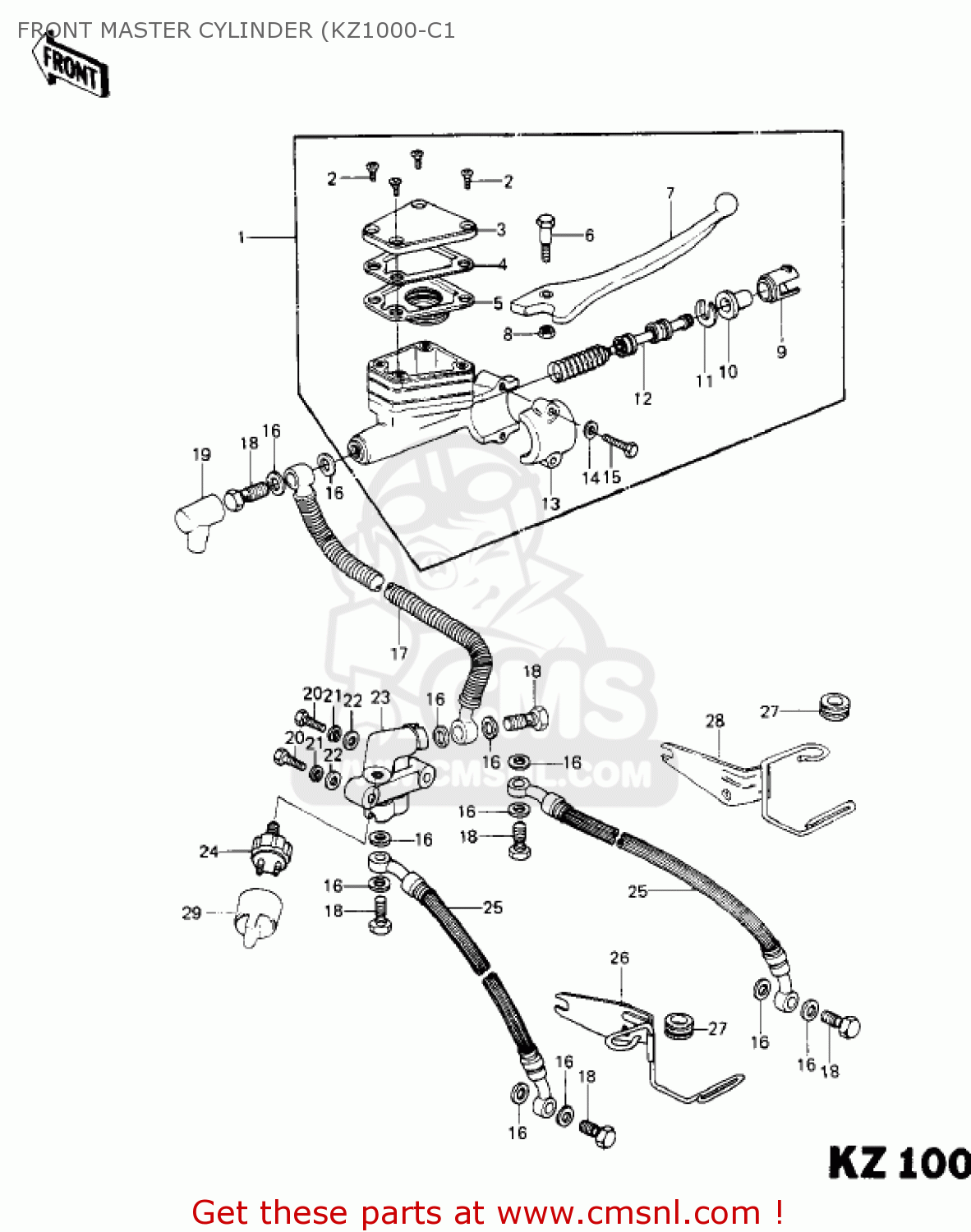 FRONT MASTER CYLINDER (KZ1000-C1 KZ1000C1A POLICE 1000 1978 USA CANADA