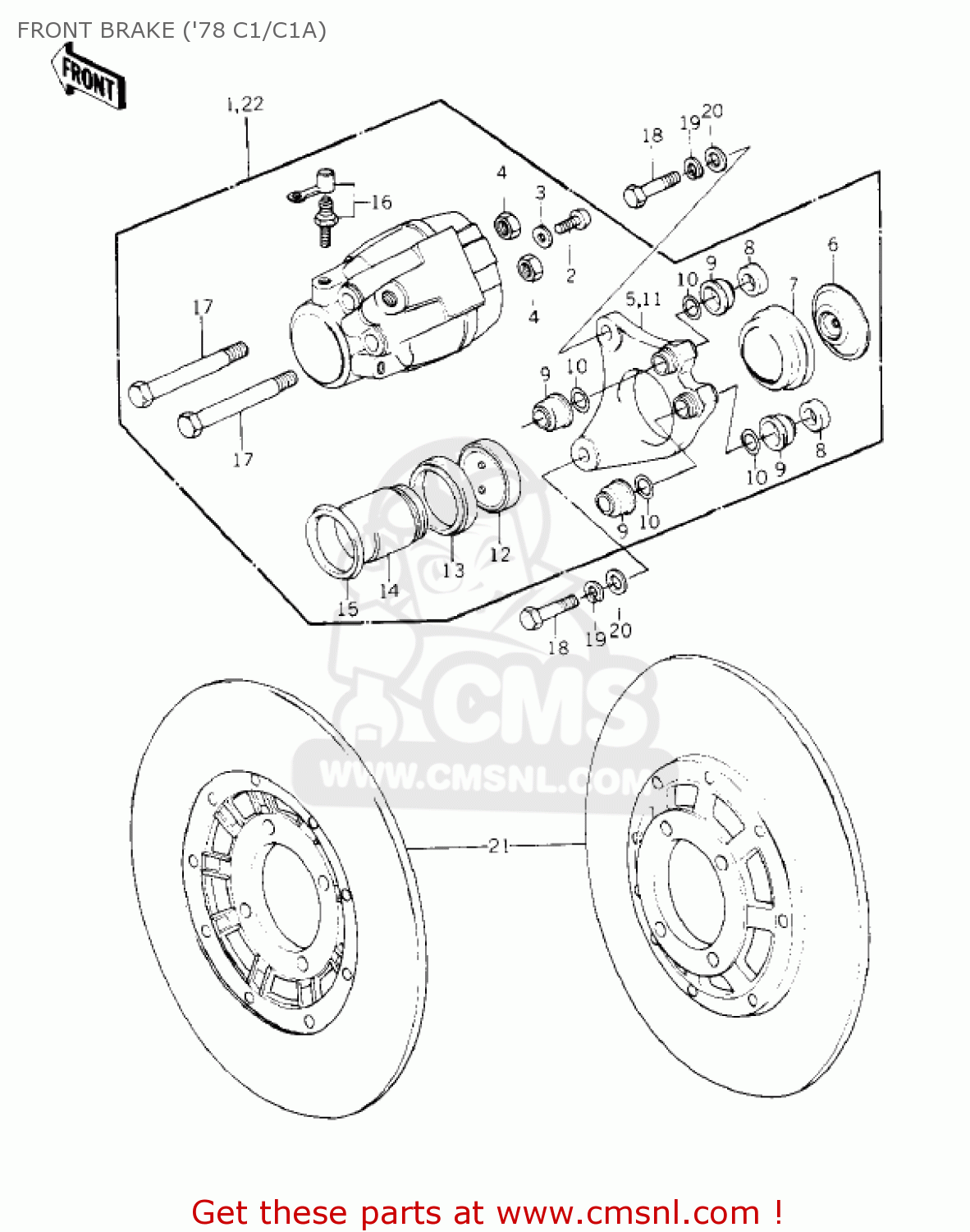 FRONT BRAKE ('78 C1/C1A) KZ1000C1A POLICE 1000 1978 USA CANADA