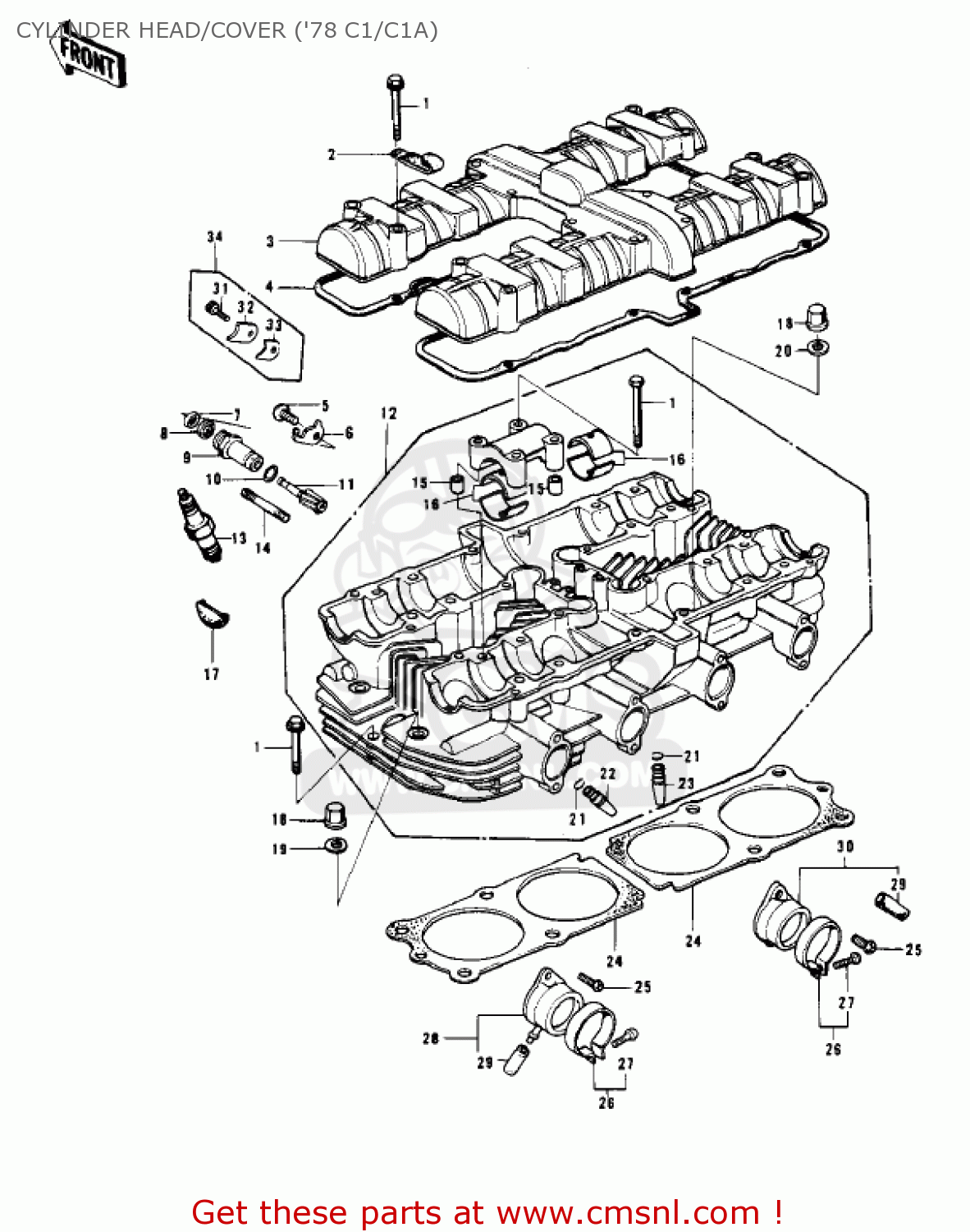 CYLINDER HEAD/COVER ('78 C1/C1A) KZ1000C1A POLICE 1000 1978 USA CANADA