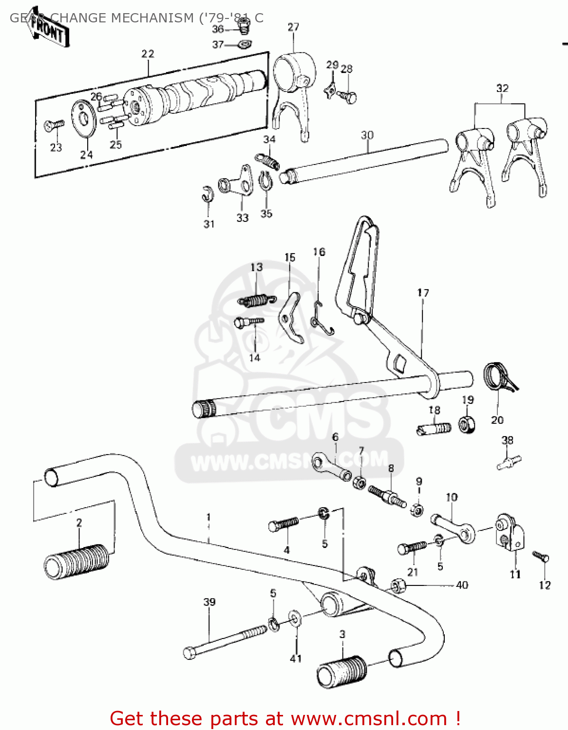 GEAR CHANGE MECHANISM ('79-'81 C KZ1000C1A POLICE 1000 1978 USA CANADA