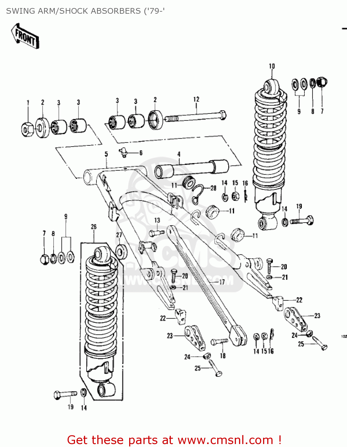SWING ARM/SHOCK ABSORBERS ('79-' KZ1000C1A POLICE 1000 1978 USA CANADA