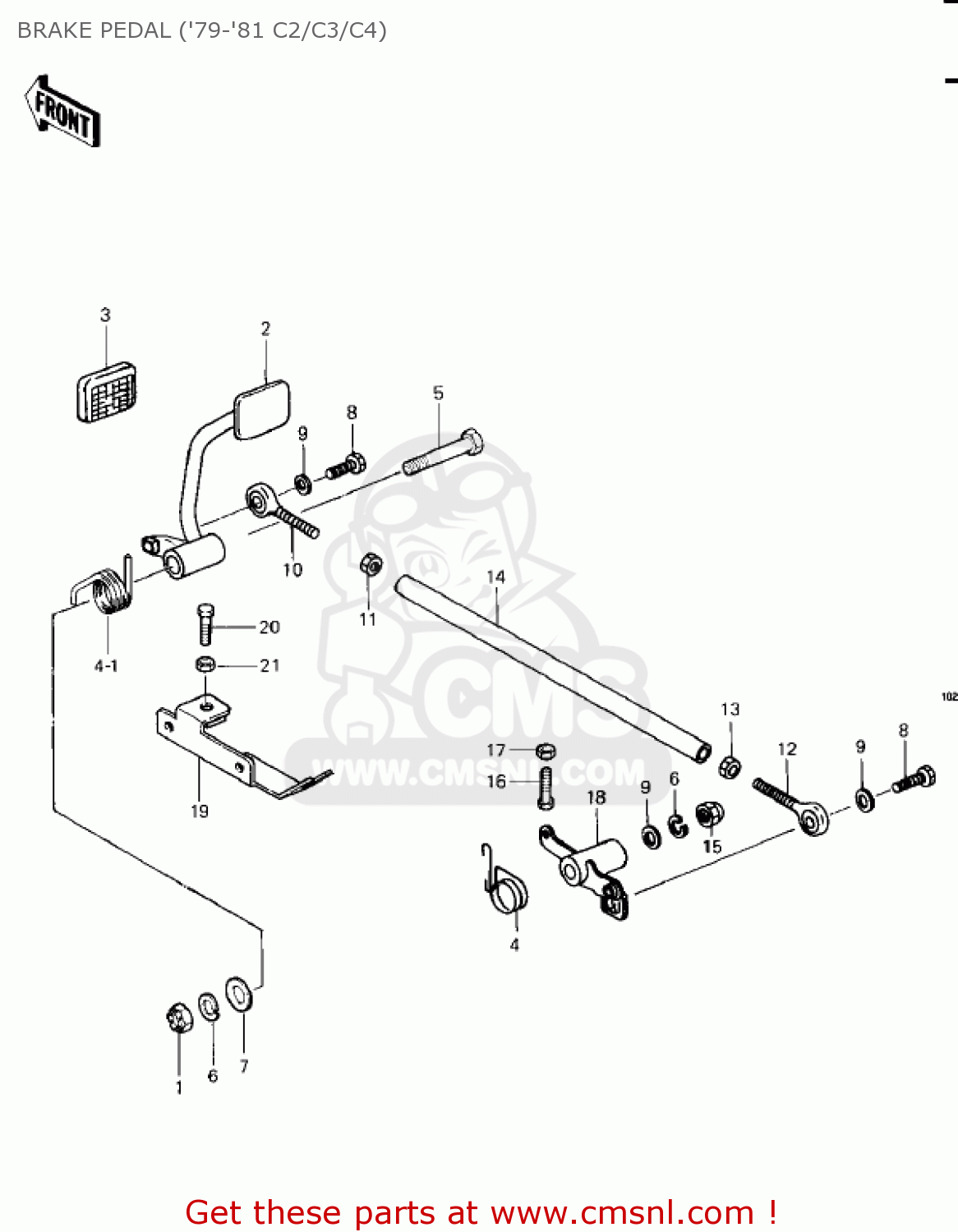 BRAKE PEDAL ('79-'81 C2/C3/C4) KZ1000C1A POLICE 1000 1978 USA CANADA