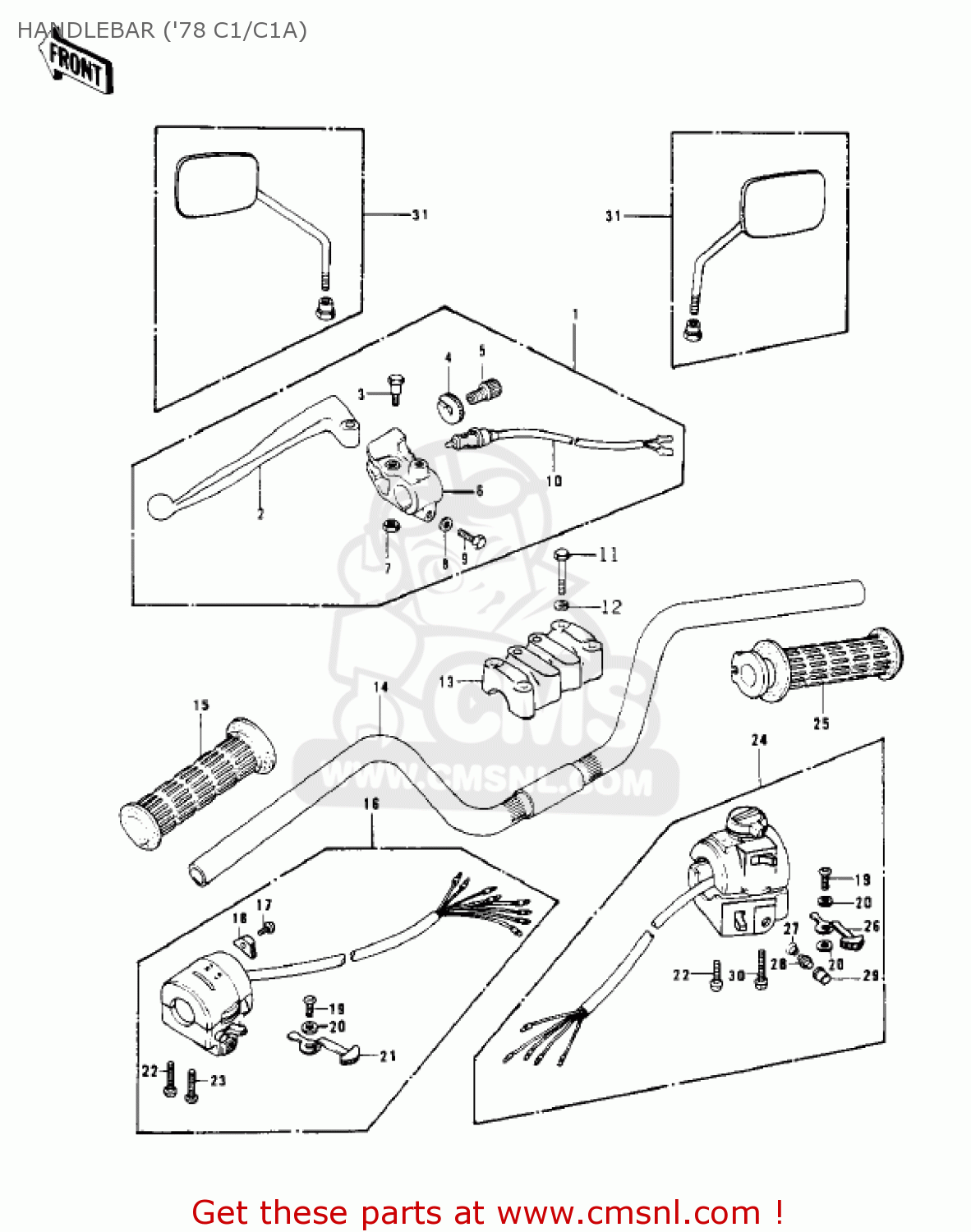 HANDLEBAR ('78 C1/C1A) KZ1000C2 POLICE 1000 1979 USA CANADA