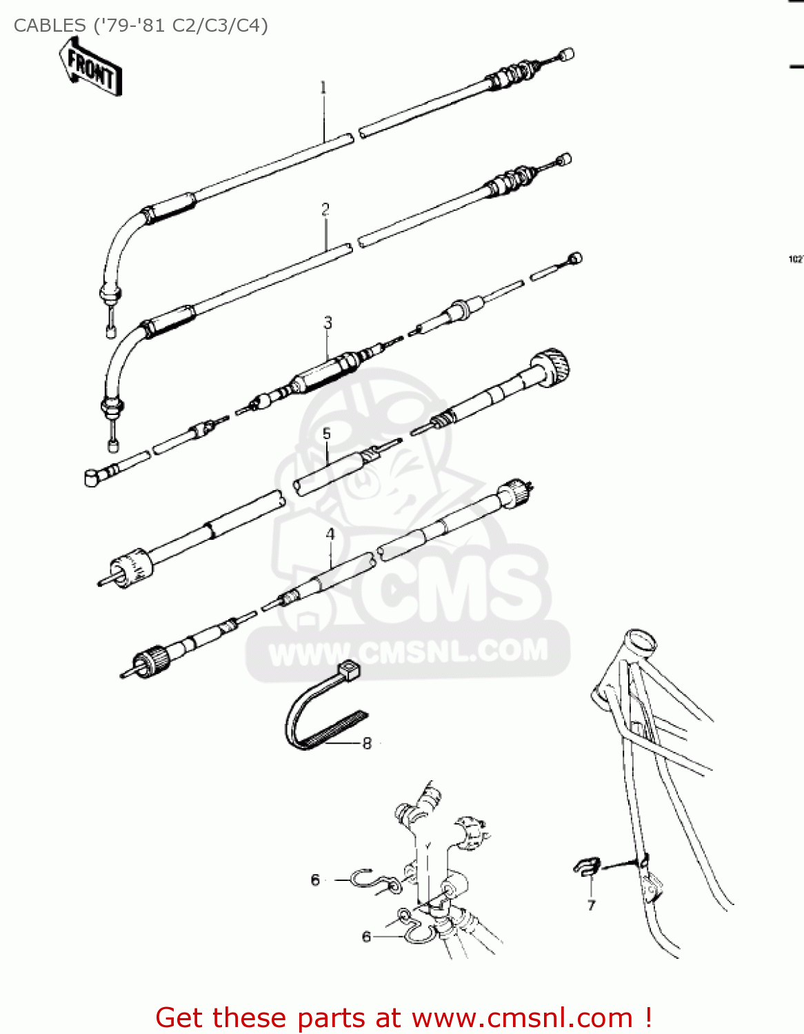 CABLES ('79-'81 C2/C3/C4) KZ1000C2 POLICE 1000 1979 USA CANADA