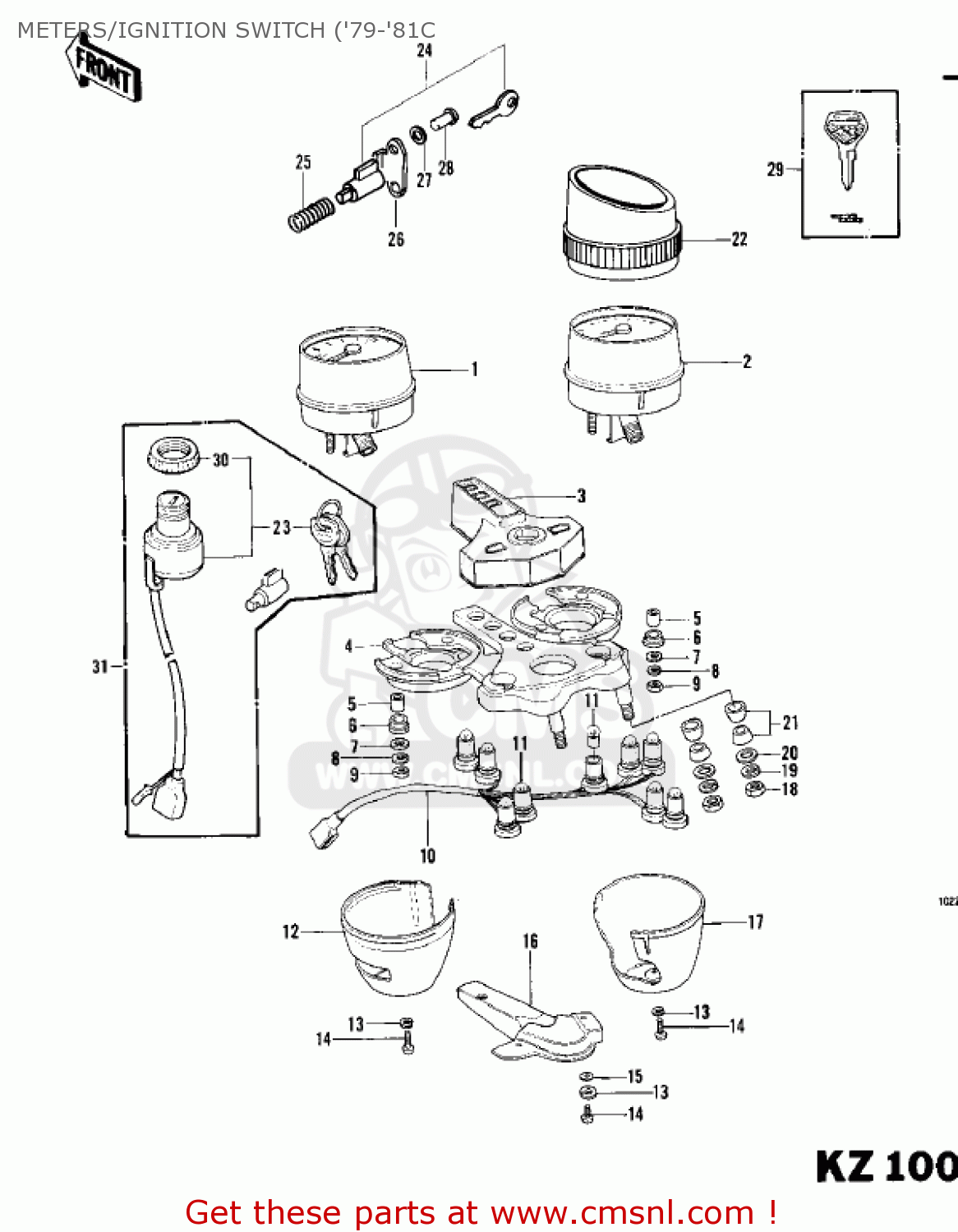 METERS/IGNITION SWITCH ('79-'81C KZ1000C2 POLICE 1000 1979 USA CANADA
