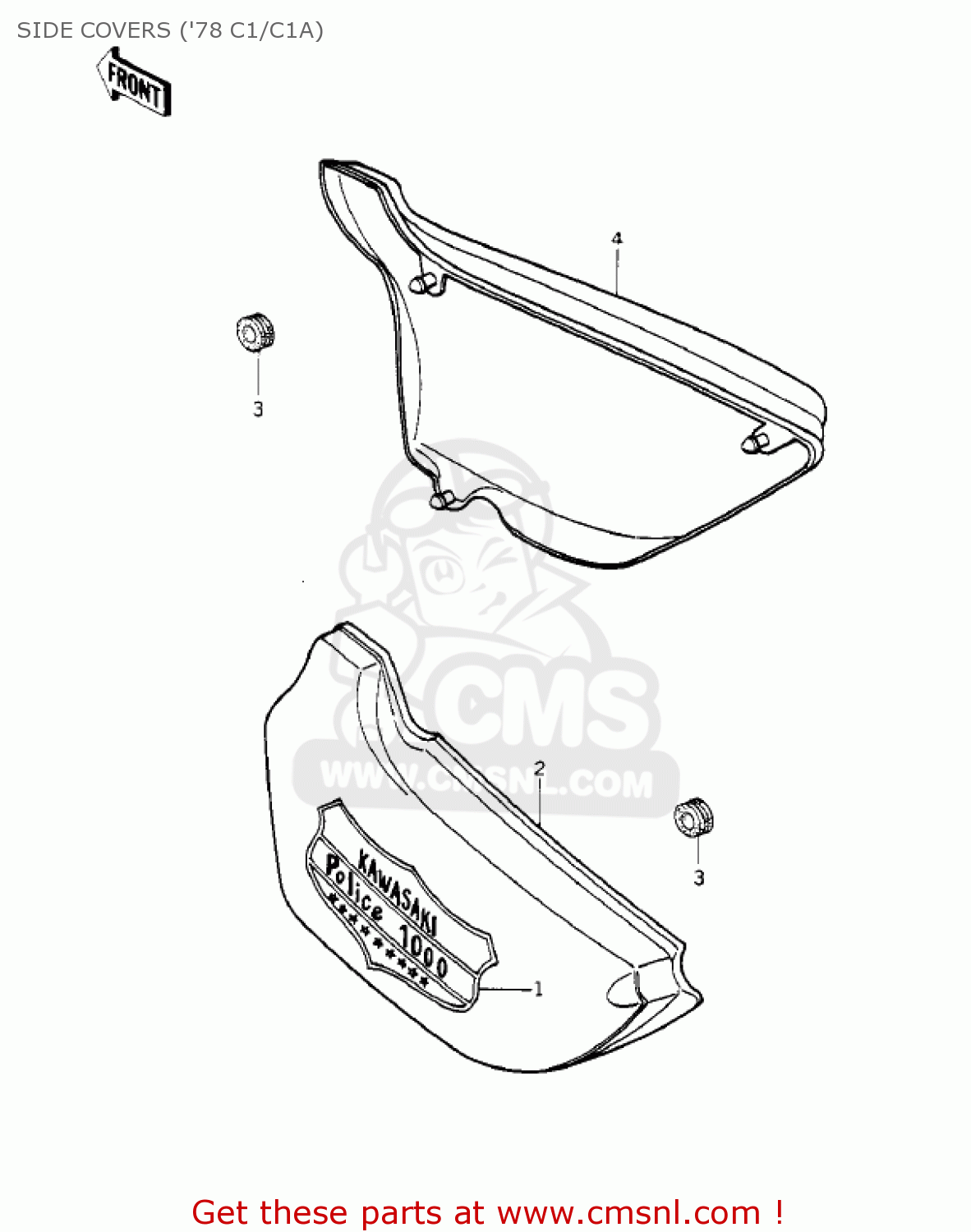 SIDE COVERS ('78 C1/C1A) KZ1000C2 POLICE 1000 1979 USA CANADA