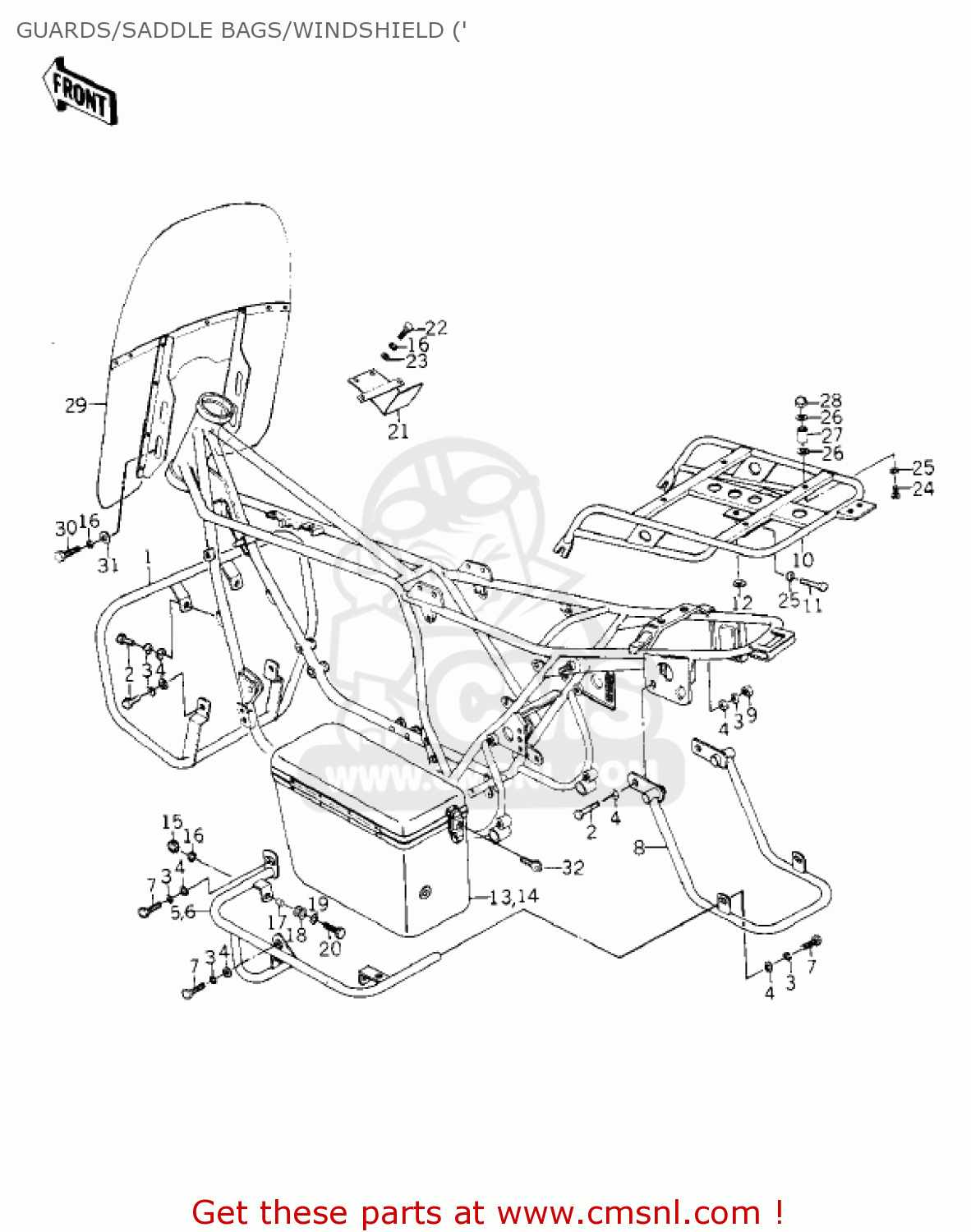 GUARDS/SADDLE BAGS/WINDSHIELD (' KZ1000C2 POLICE 1000 1979 USA CANADA
