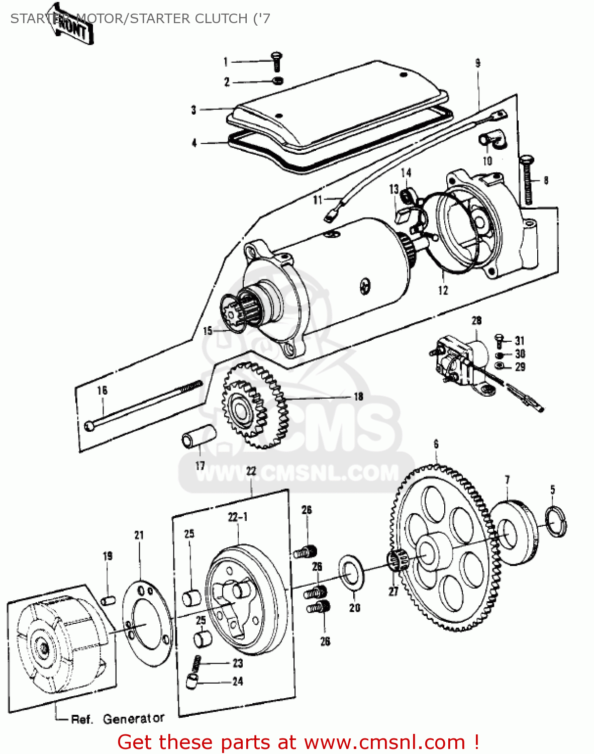 STARTER MOTOR/STARTER CLUTCH ('7 KZ1000C2 POLICE 1000 1979 USA CANADA