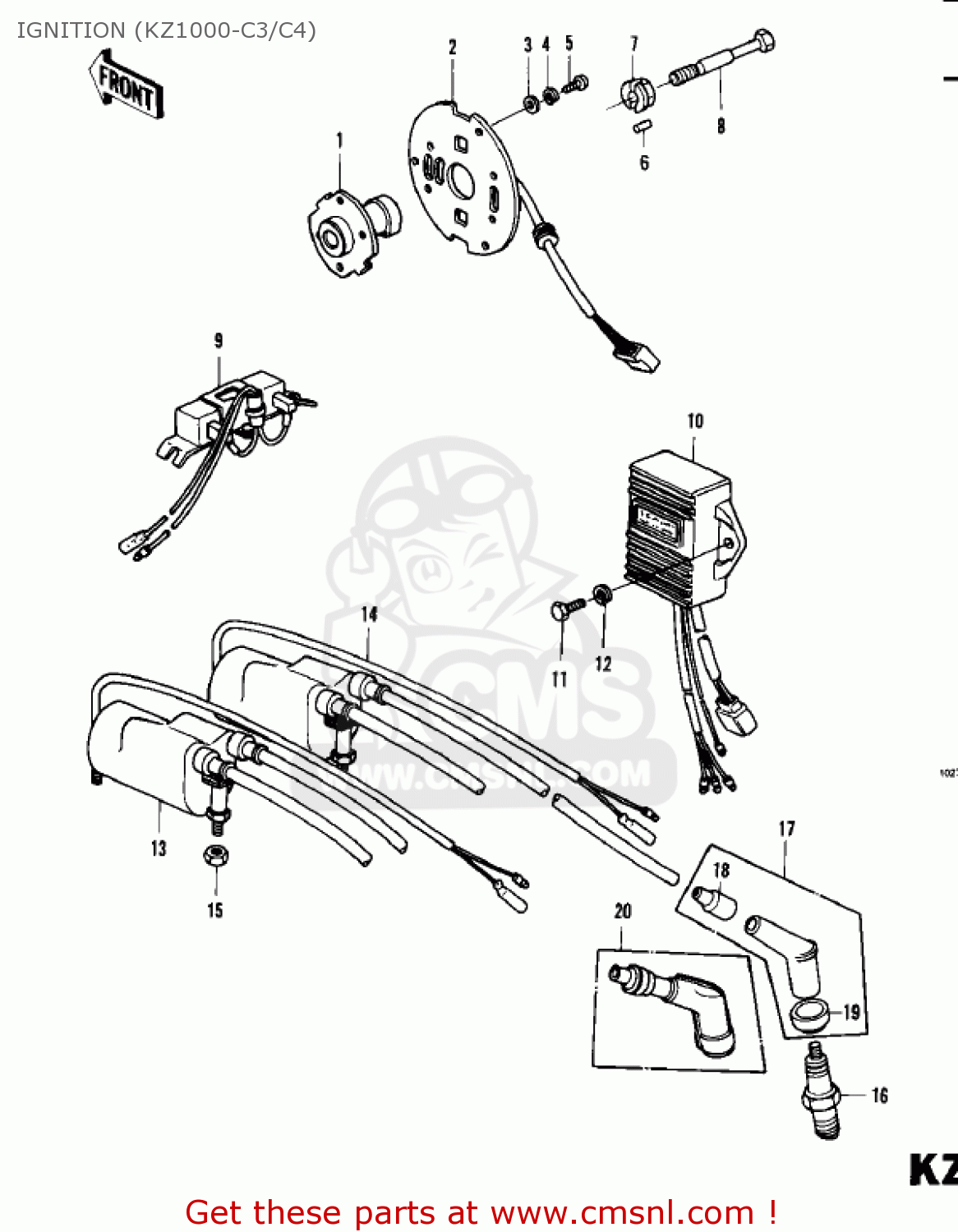 IGNITION (KZ1000-C3/C4) KZ1000C2 POLICE 1000 1979 USA CANADA