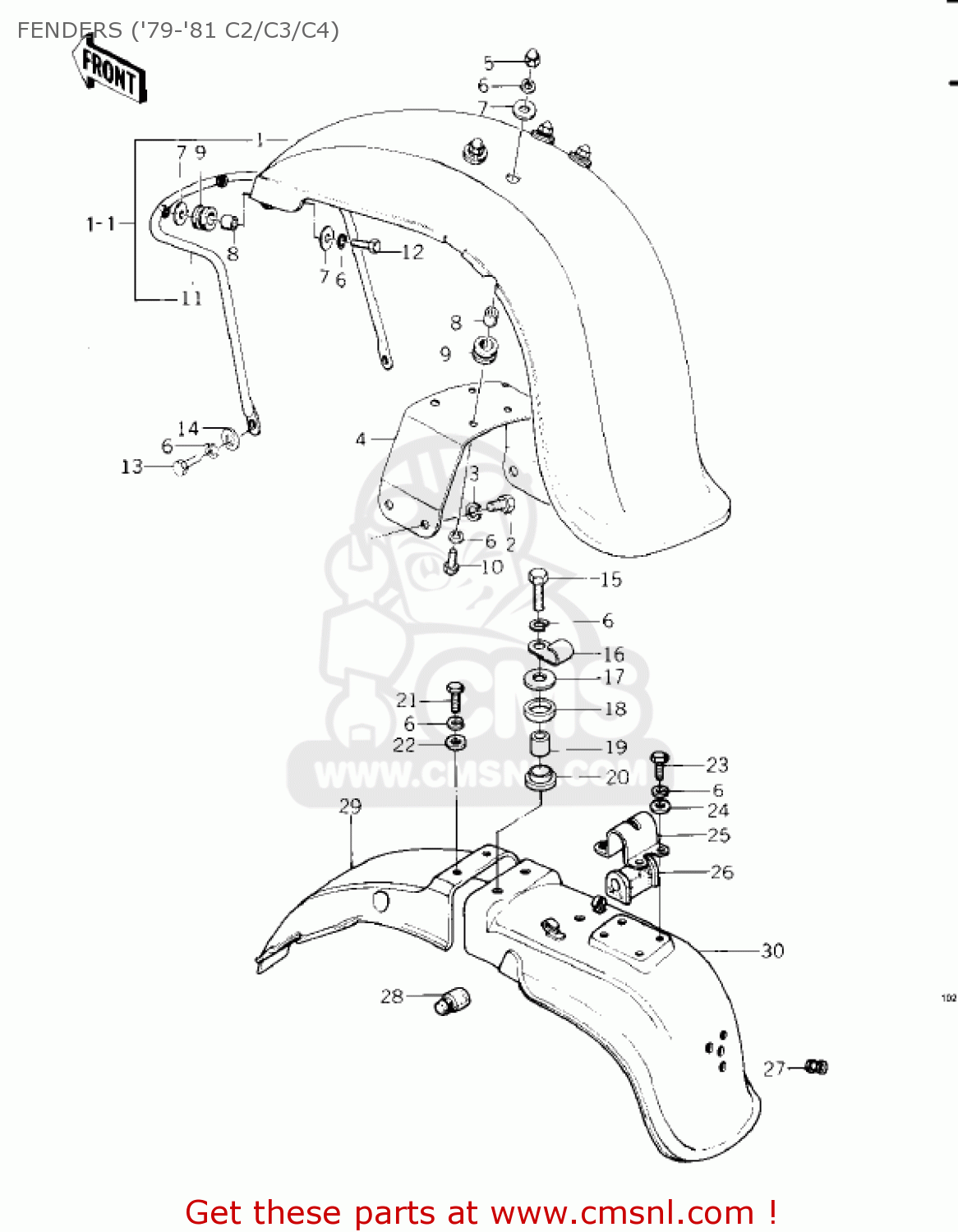 FENDERS ('79-'81 C2/C3/C4) KZ1000C2 POLICE 1000 1979 USA CANADA