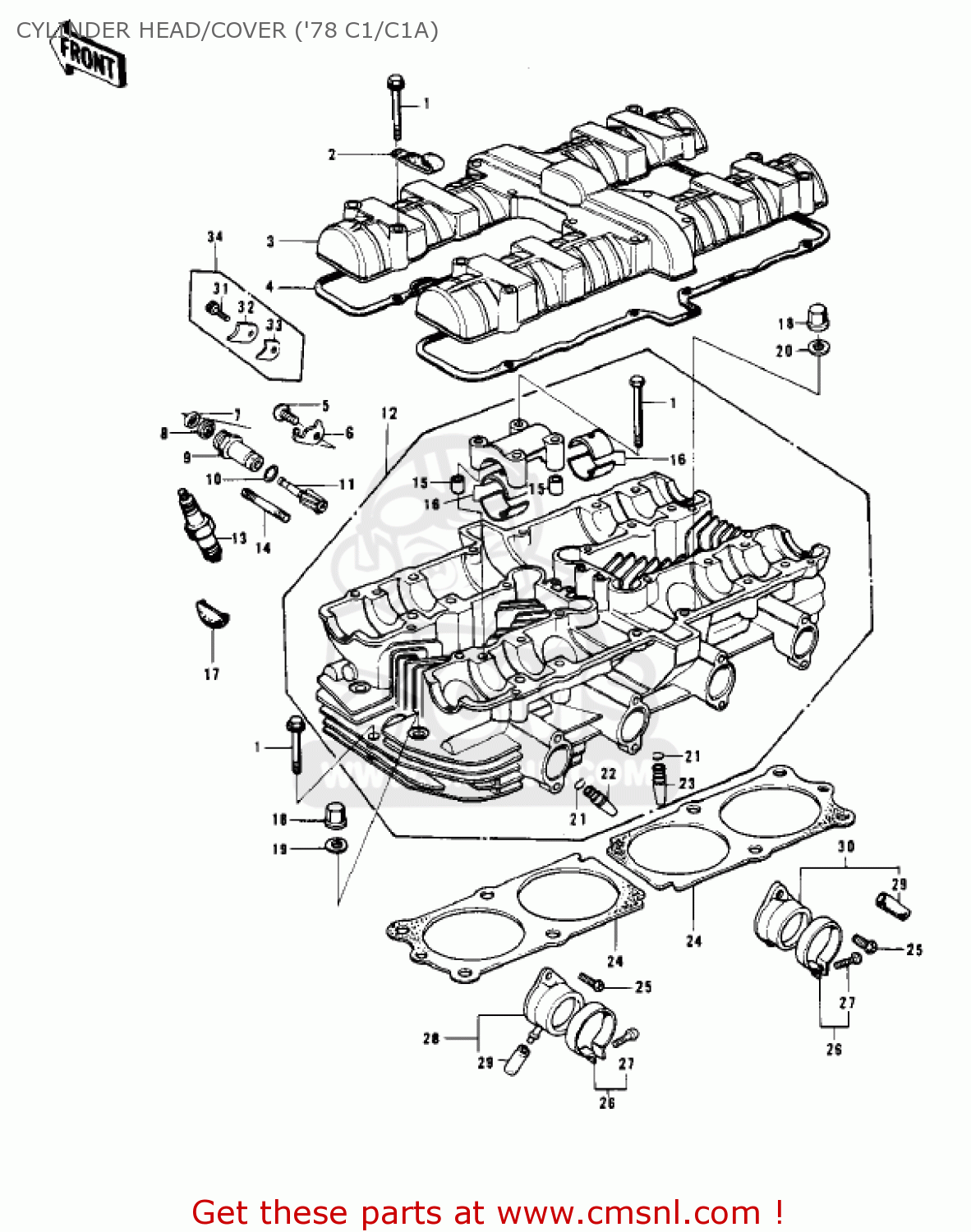 CYLINDER HEAD/COVER ('78 C1/C1A) KZ1000C2 POLICE 1000 1979 USA CANADA