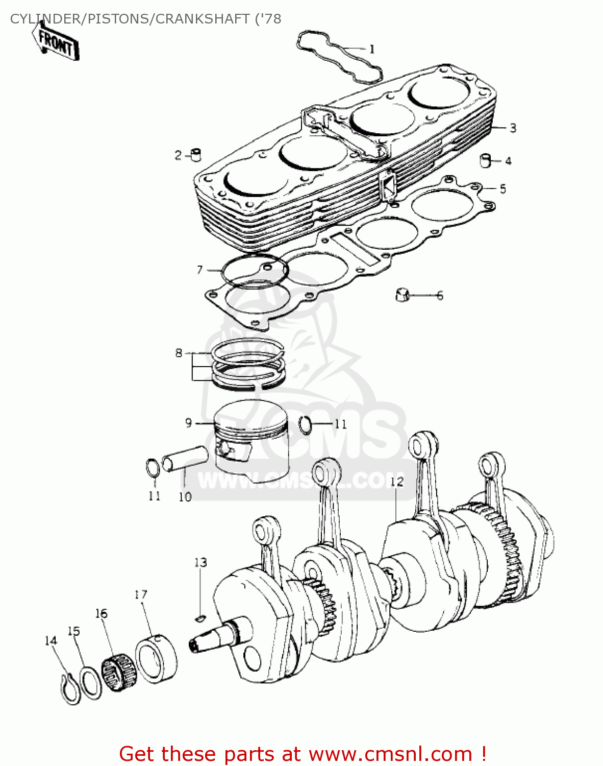 CYLINDER/PISTONS/CRANKSHAFT ('78 KZ1000C2 POLICE 1000 1979 USA CANADA