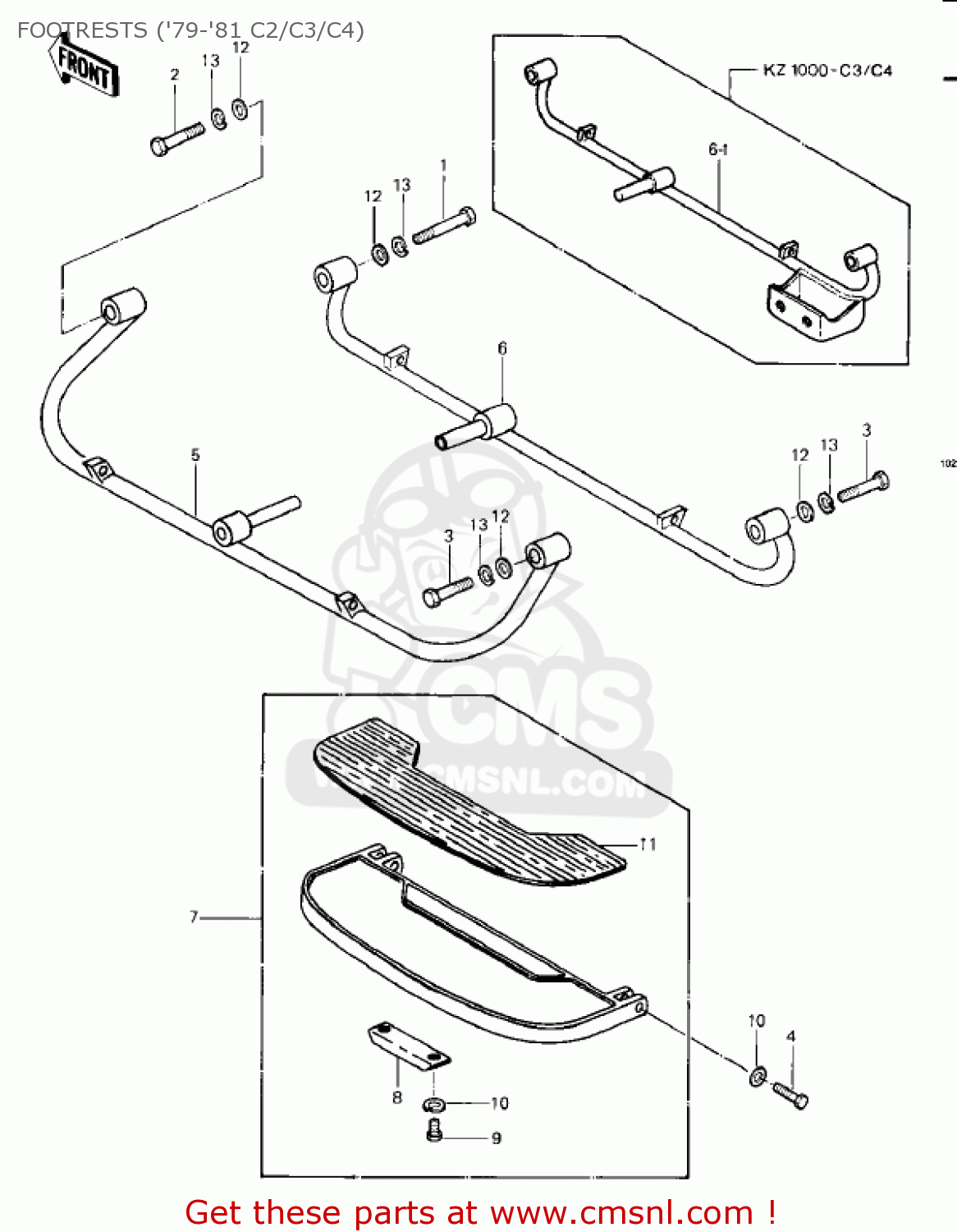 FOOTRESTS ('79-'81 C2/C3/C4) KZ1000C2 POLICE 1000 1979 USA CANADA