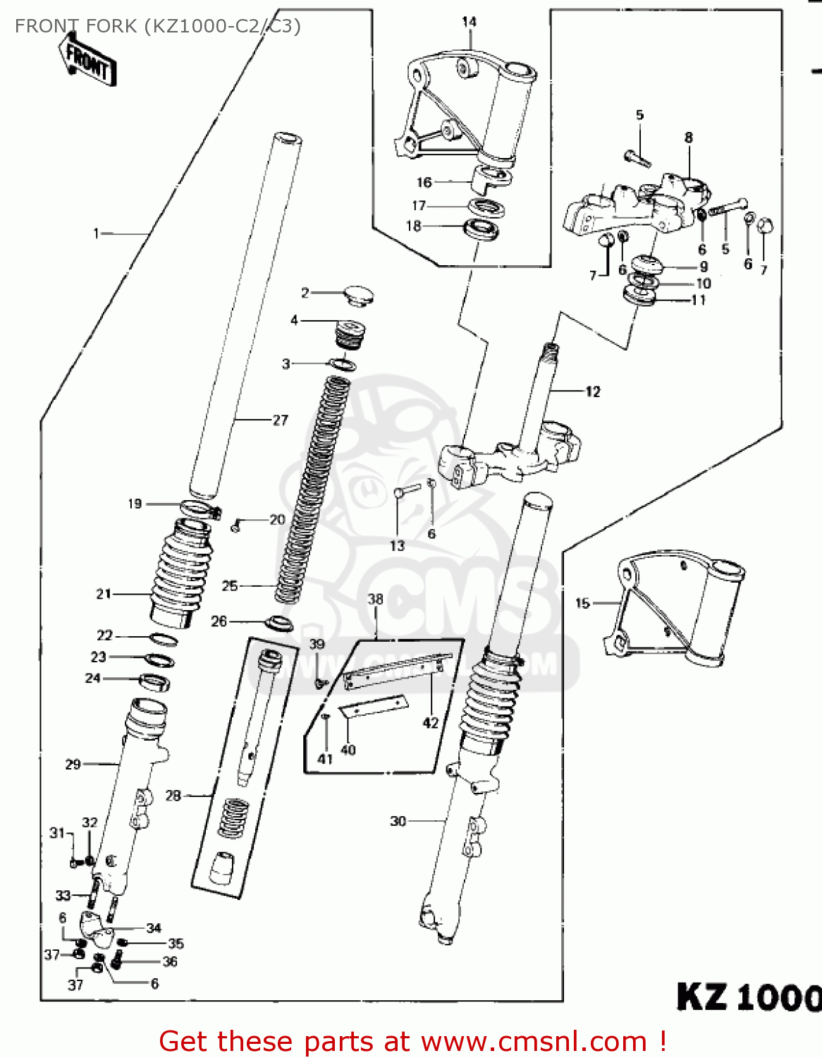 FRONT FORK (KZ1000-C2/C3) KZ1000C2 POLICE 1000 1979 USA CANADA